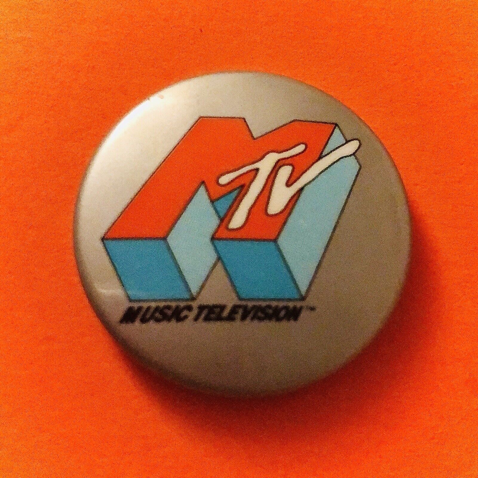 MTV Pin Vintage 1980s Authentic 80s Original 1986 MTV pin Pinback button Badge