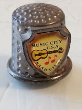 Vintage Nashville Thimble metal w/guitar RARE PIECE MUSIC CITY box6 picture