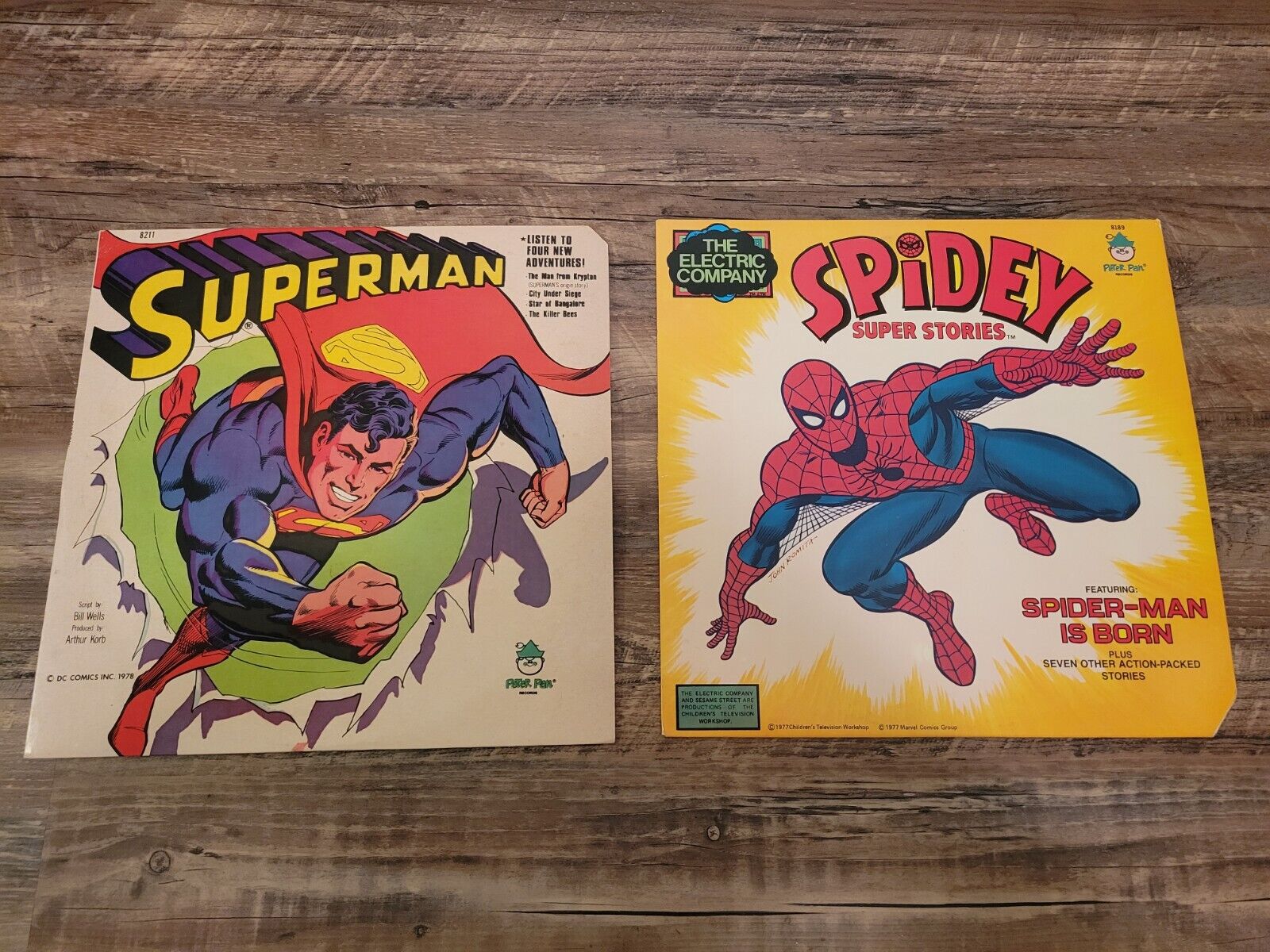  Peter Pan Records Records Bundle, Spiderman Super Stories / Superman Vinyl LP