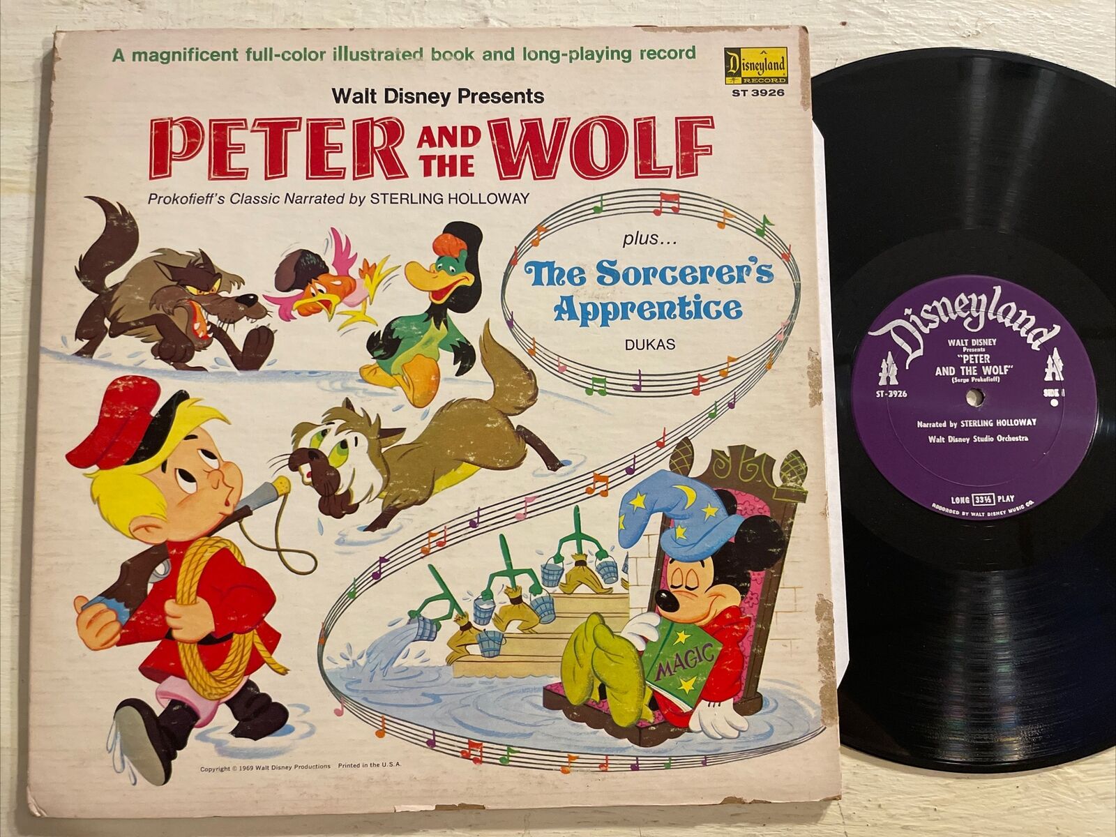 Walt Disney Peter And The Wolf / The Sorcerer’s Apprentice LP Disneyland Book VG