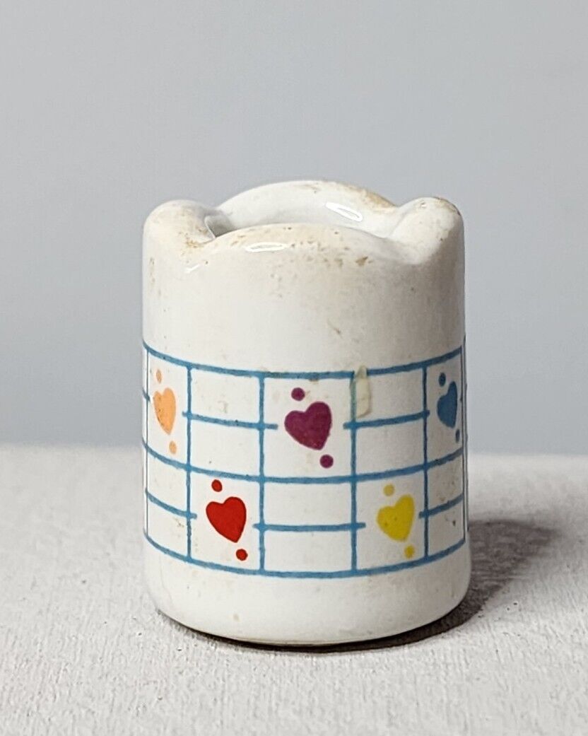 Vintage Music Staff Design West Germany Mini Porcelain Candle Holder Hearts