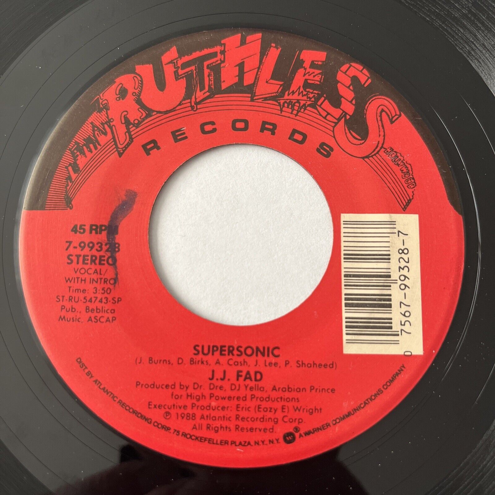 J.J. FAD - SUPERSONIC - Ruthless Records Old school rap 45 rpm Single
