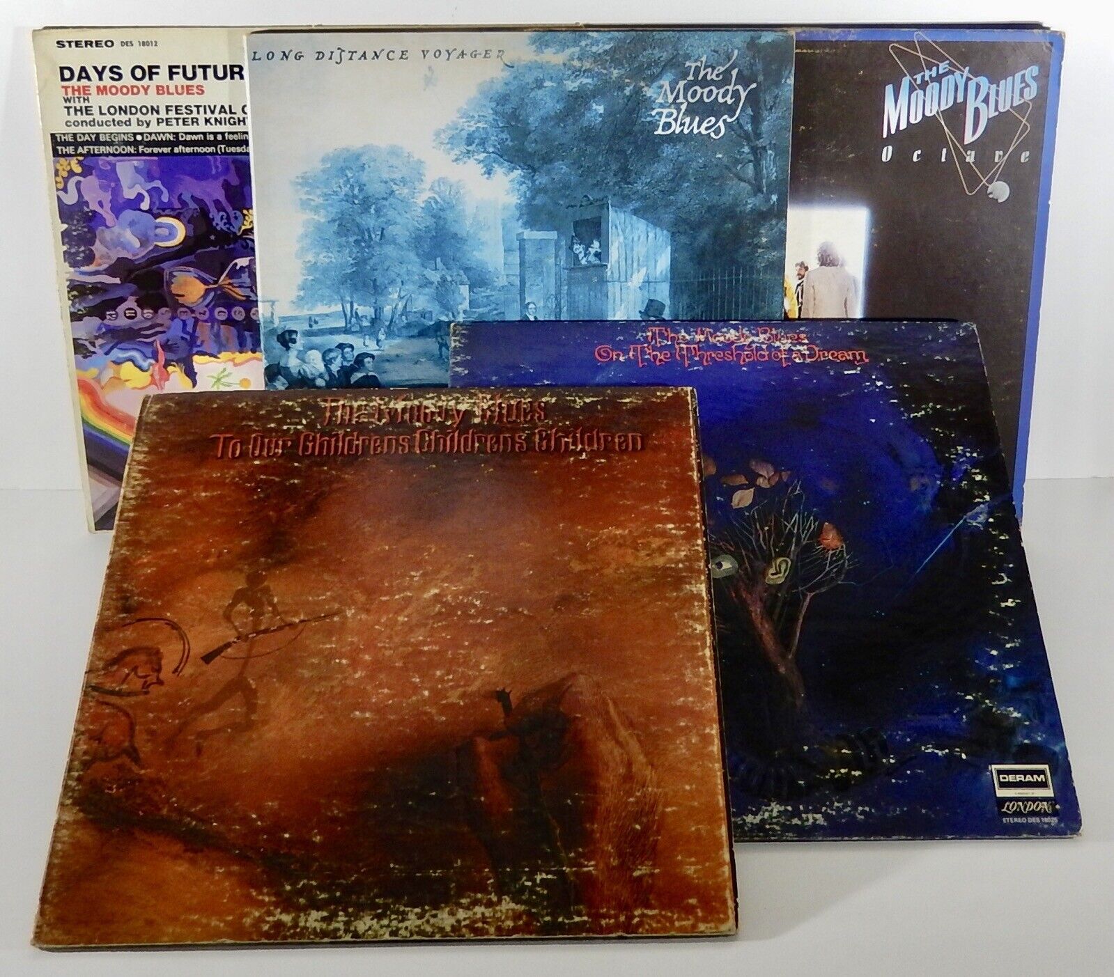 MOODY BLUES   Lot Sale 5 Records (Long Distance, Octare, Threshold, Children..)