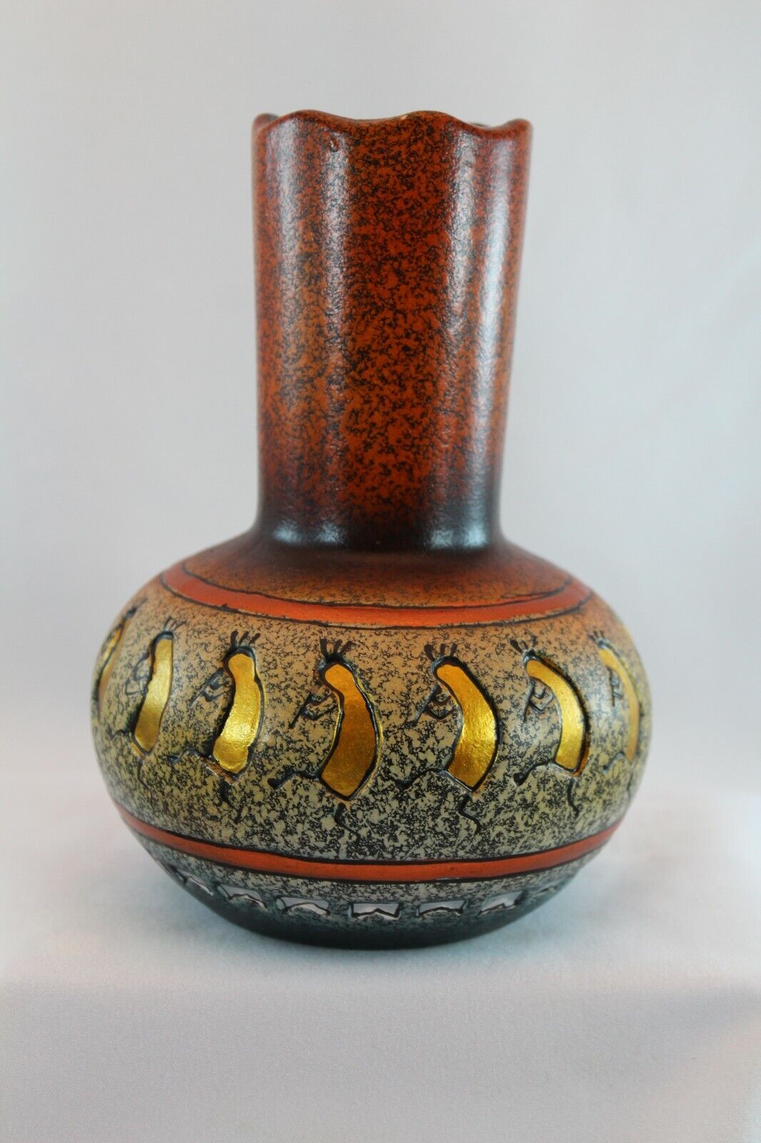 Handcrafted Vase Vintage Antique Mexican Ethnic Music player Tribal Pottery Art