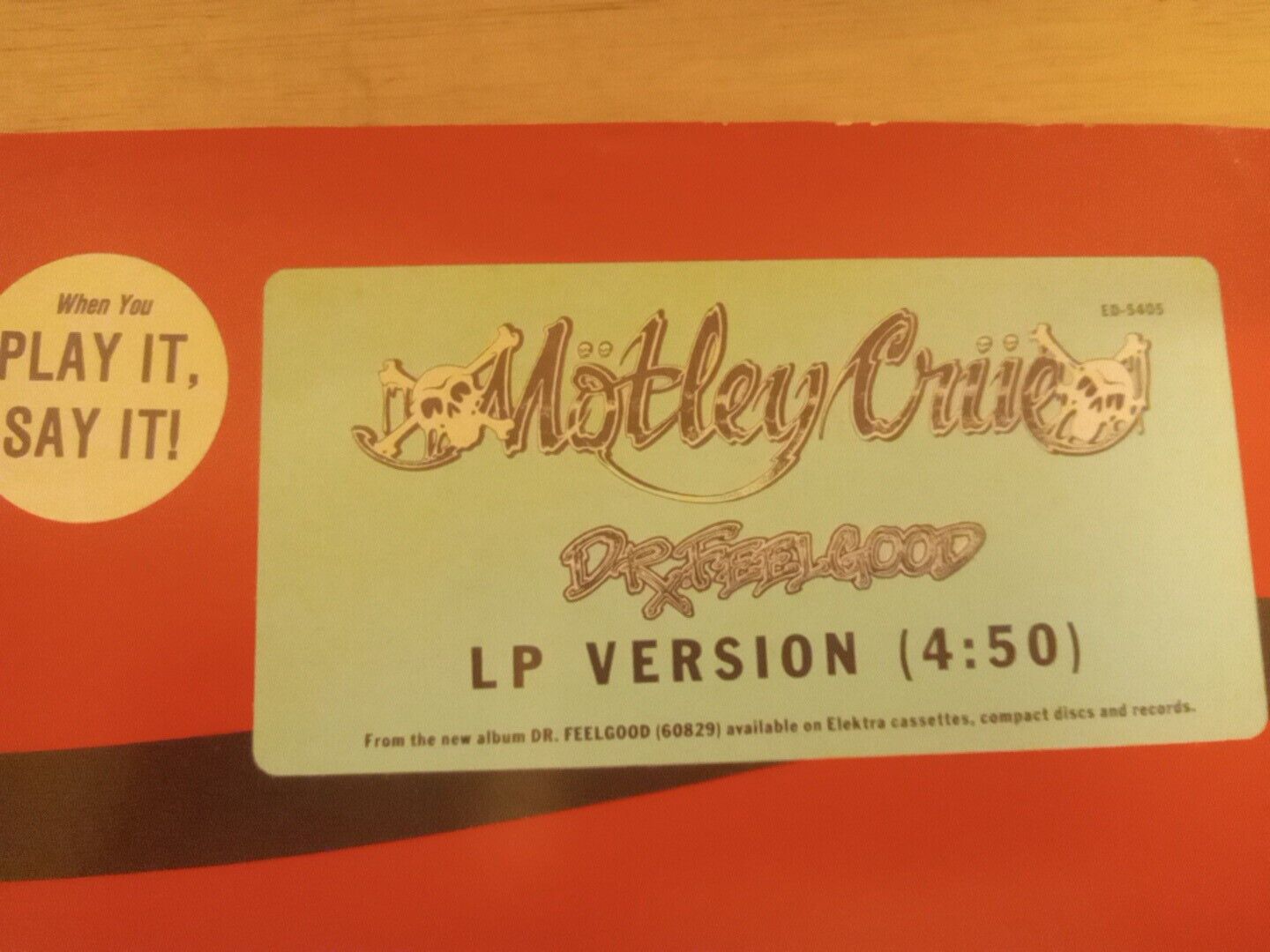 MOTLEY CRUE DR. FEELGOOD Single 33rpm Promo LP Version 1 Track Wlp Nm 1989 Rare