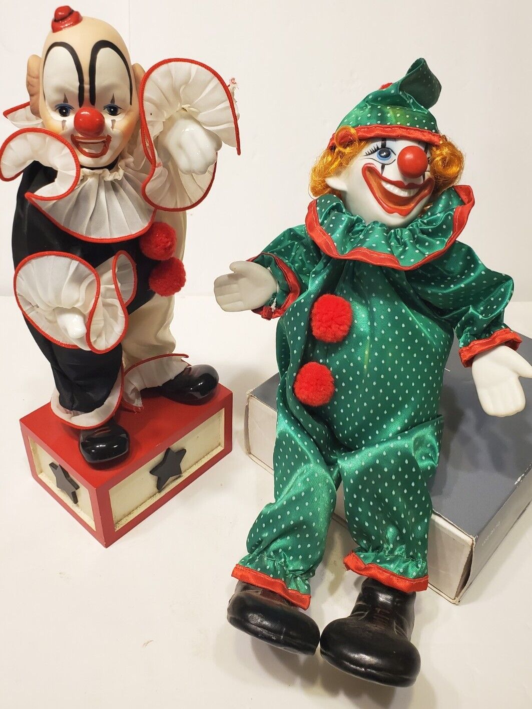 RARE VINTAGE Musical Animated Working WIND-UP Collectable CLOWNS   Porcelain 
