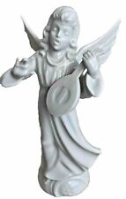 Vintage White Porcelain Angel Figurine Statue Music Ukulele Guitar Holiday 6” picture