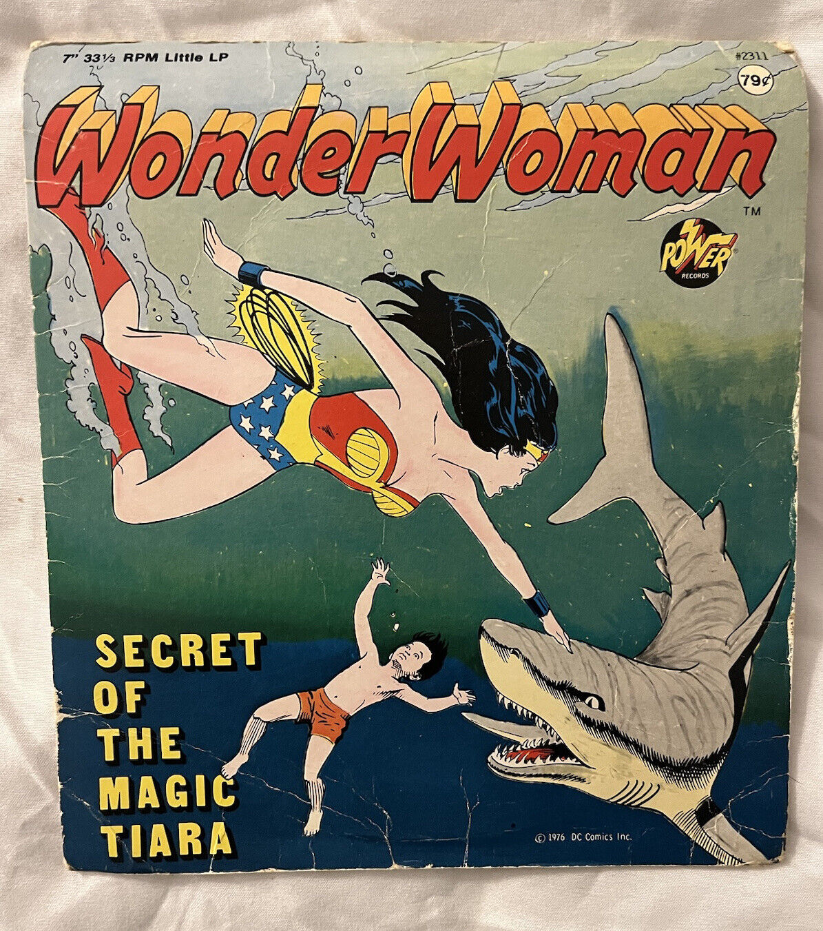 Power Records Wonder Woman Secret Magic Tiara 33 1/3 RPM Vinyl Record w/Sleeve
