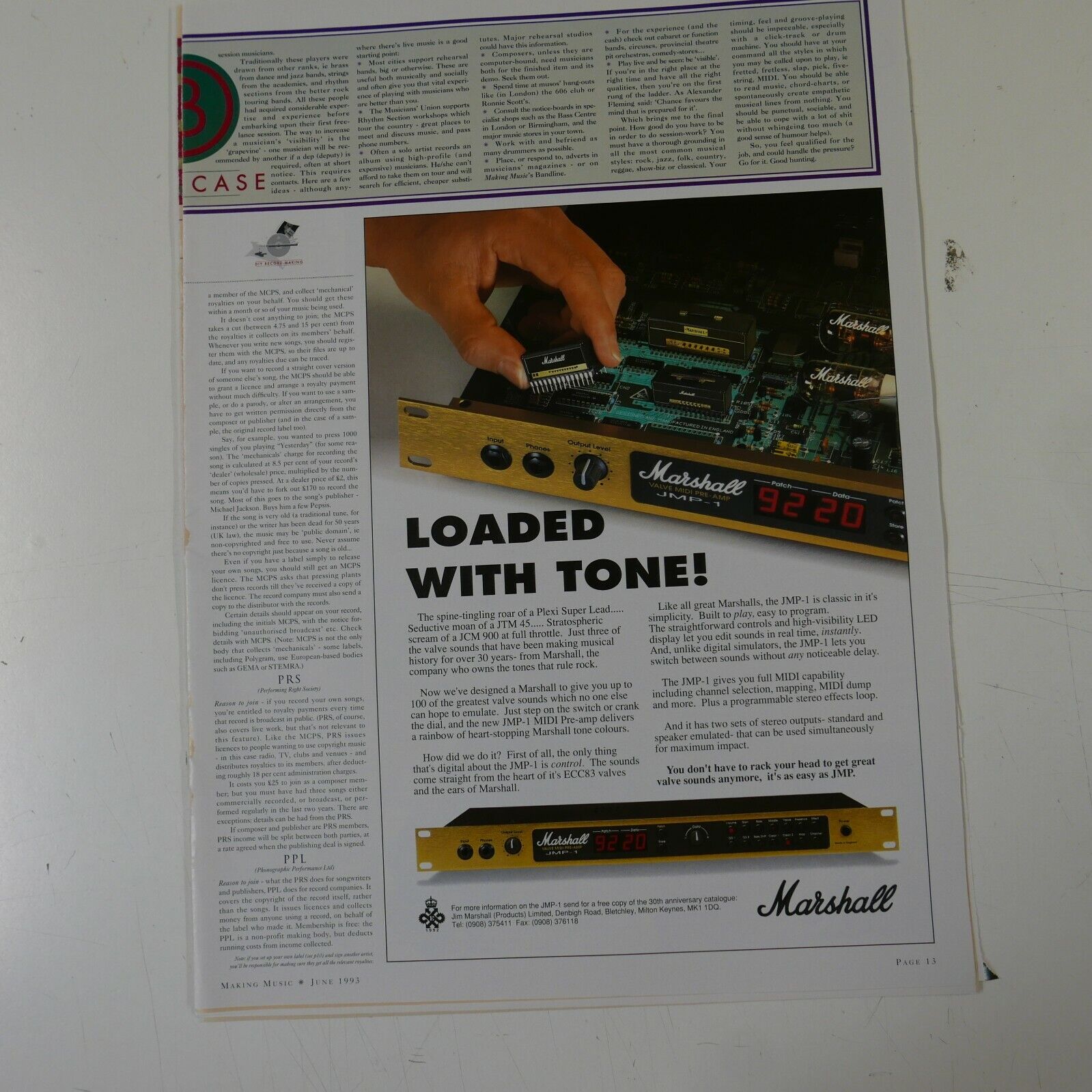 21x30cm magazine cutting 1993 MARSHALL JMP-1