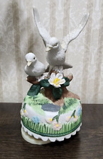 Vintage Musical Box Two Doves Flowers Figurine picture