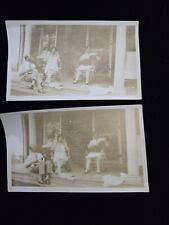 Pair Vintage Photograph ukulele guitar harmonica music porch 1931 Original Photo picture