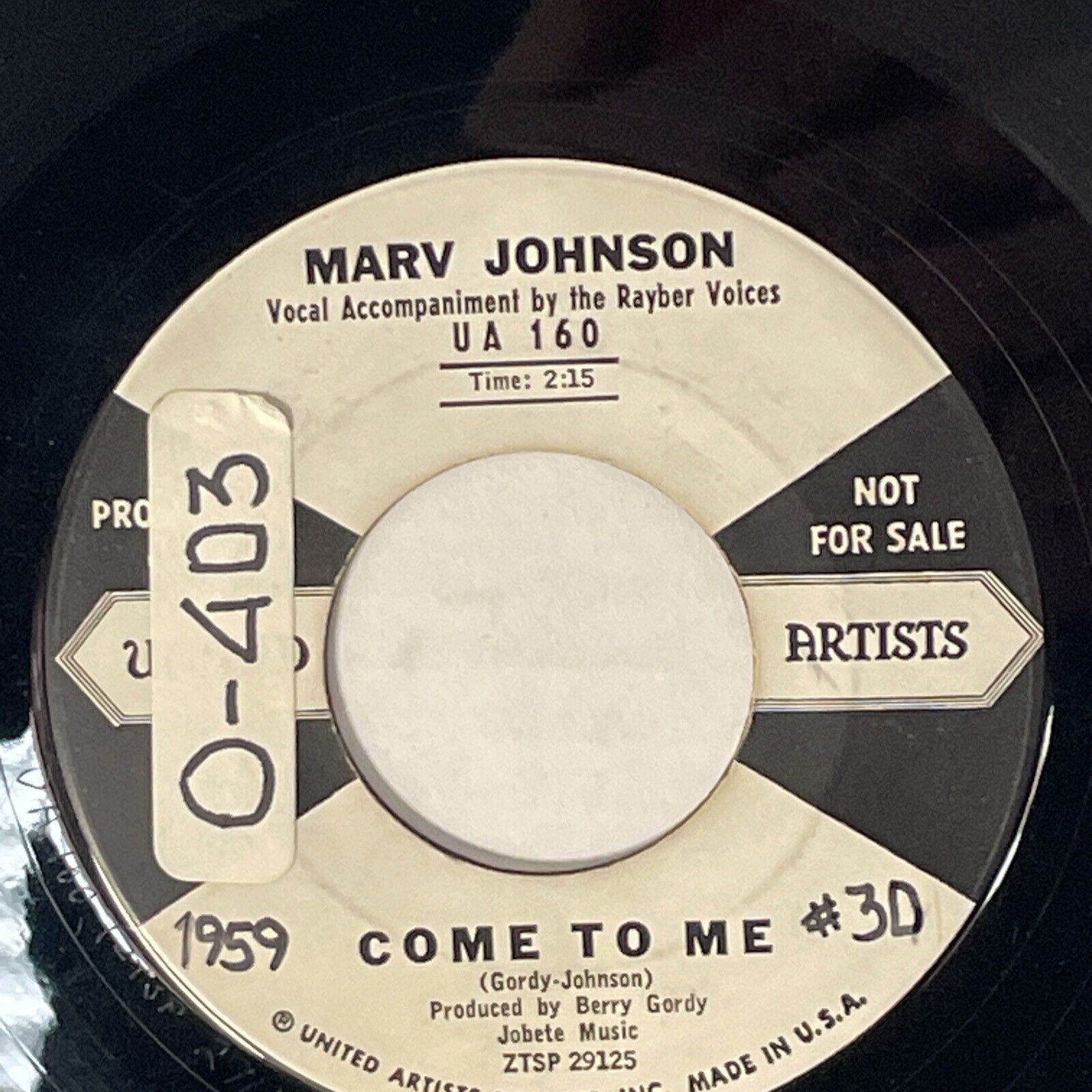 Marv Johnson – Come To Me / Whisper UA Promo 45 7\