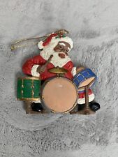 Black Santa Playing The Drums Christmas Ornament  picture