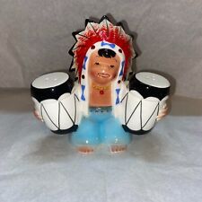 SPECATULAR VTG 1950's Native American Indian Salt Pepper Shakers Ucagco / Drums picture