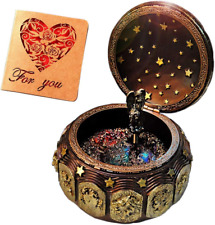 Vintage Music Box with Constellations Rotating Goddess LED Lights Twinkling Resi picture