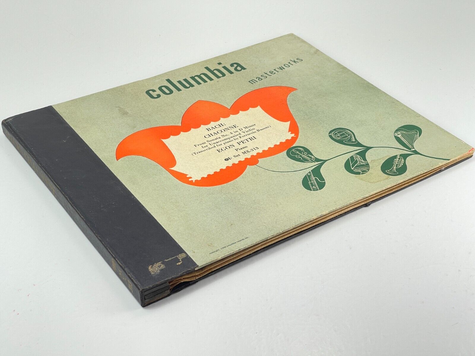 Vintage 1948 Columbia Records 78rpm 2 Record Set Bach Chaconne MX313 MX 313