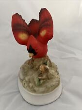 VTG CARDINAL RED BIRD MUSICAL CERAMIC FIGURE PLAYS OH WHAT A BEAUTIFUL MORNING picture