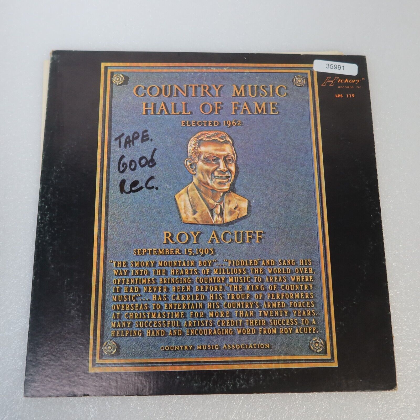 Roy Acuff Hall Of Fame LP Vinyl Record Album