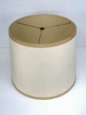 Vtg MCM Drum Lamp Shade Mid Mod 1950s 60s 70s Ivory Beige Linen Floor Table 15