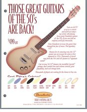 DANELECTRO 1958 Longhorn Bass Guitar Reissue Vtg 1998 Dealer Catalog Insert Page picture