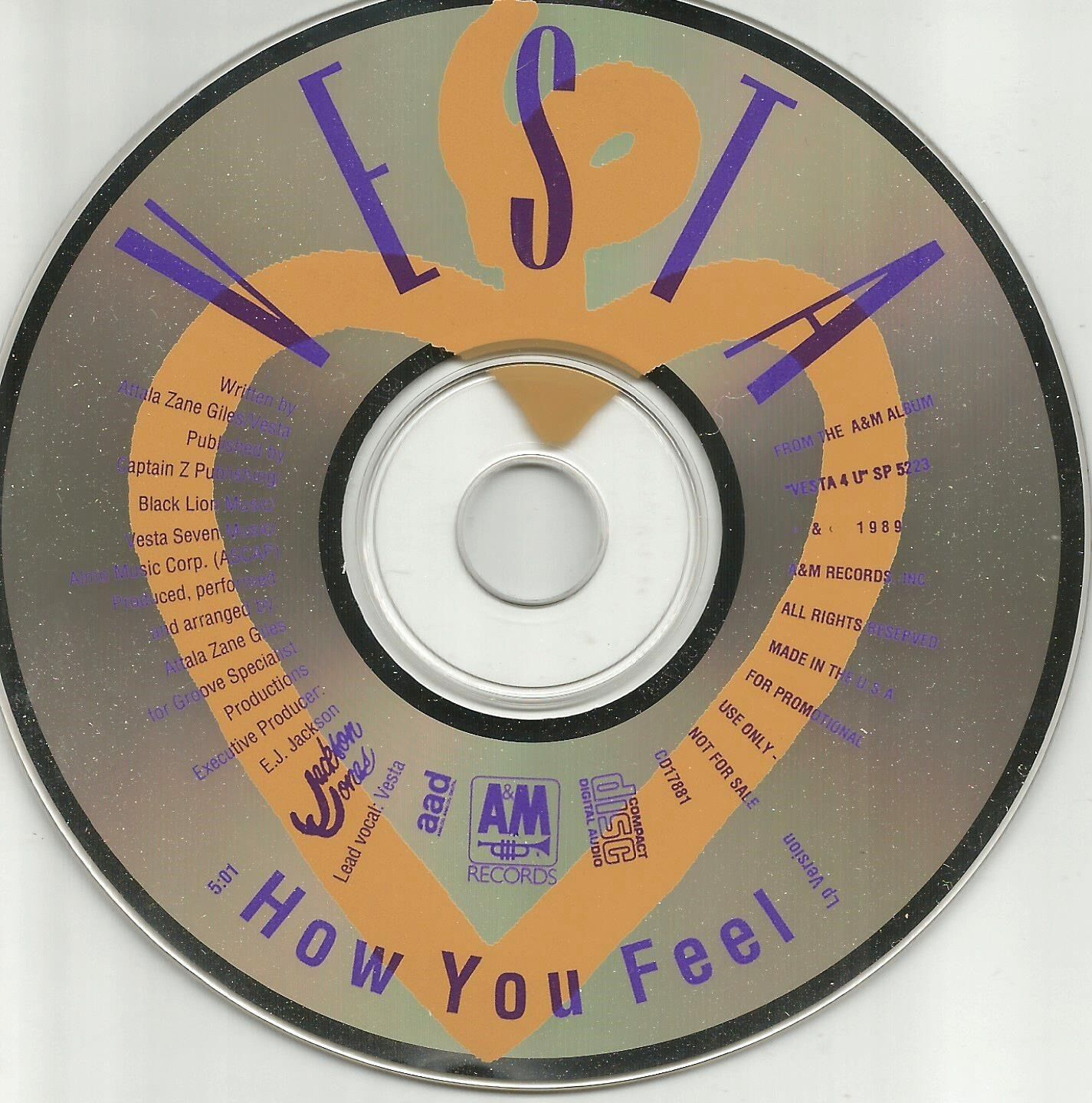 VESTA Williams How You Feel RARE 1TRK PROMO Radio DJ CD single 1989 USA MINT