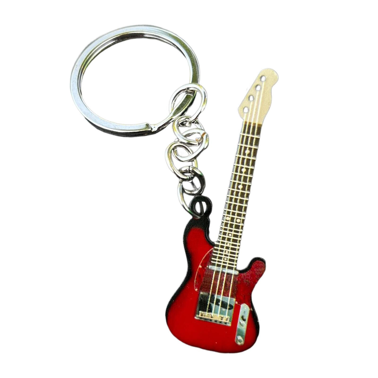 2X Key Chain Guitar Stainless Steel Backpack Decoration Guitar Key Pendant Gifts