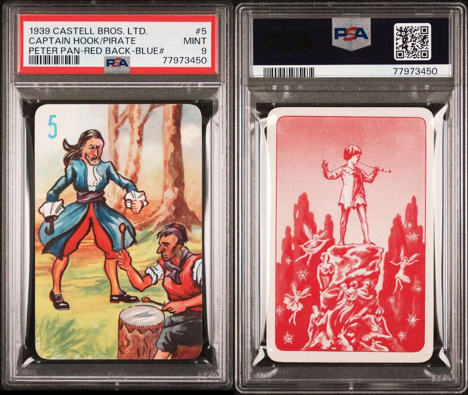 1939 CASTELL BROS. LTD. PETER PAN CAPTAIN HOOK RED BACK PSA 9 MINT POP 2 CARD