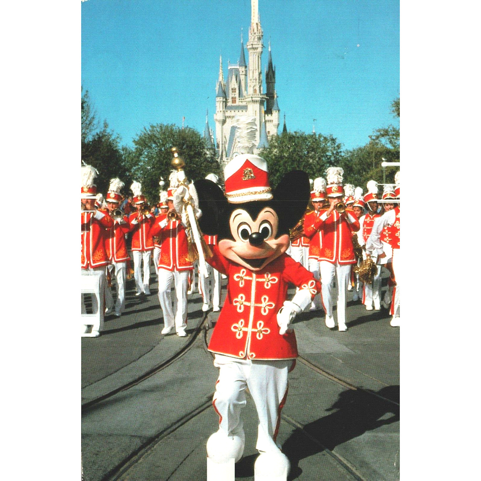 Postcard Florida Disney World Drum Major Mickey Mouse Main Steet 6X4 Chrome Era