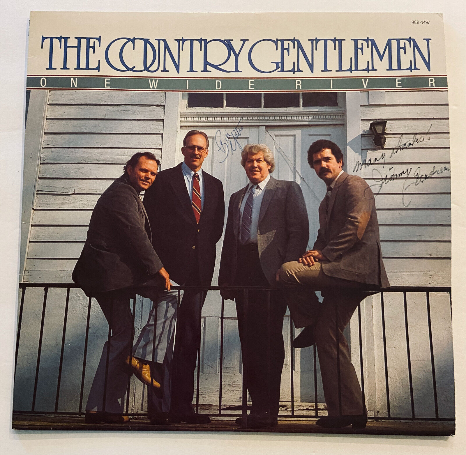Country Gentlemen One Wide River 1984 Vinyl LP Signed Autographed Bill Yates VG+
