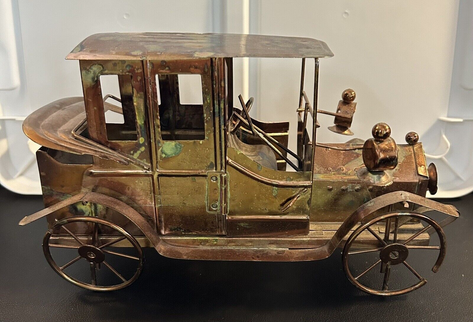 Vintage Copper Art Car Jalopy Music Box.  Car & Music Box Needs Cleaning&Adjust