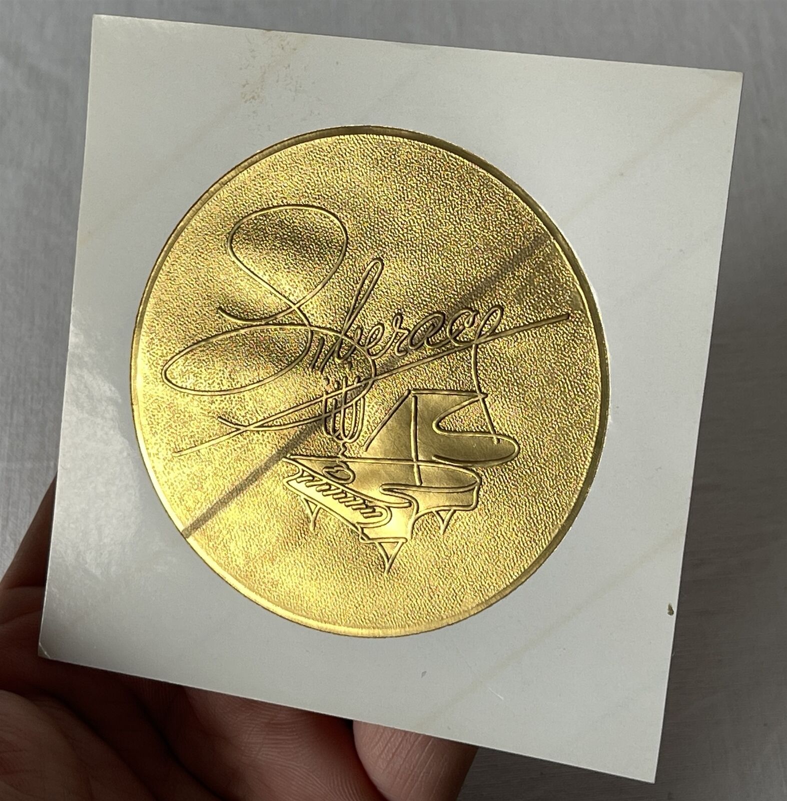 Metallic Gold Vintage LIBERACE Sticker - Piano / Signature Design