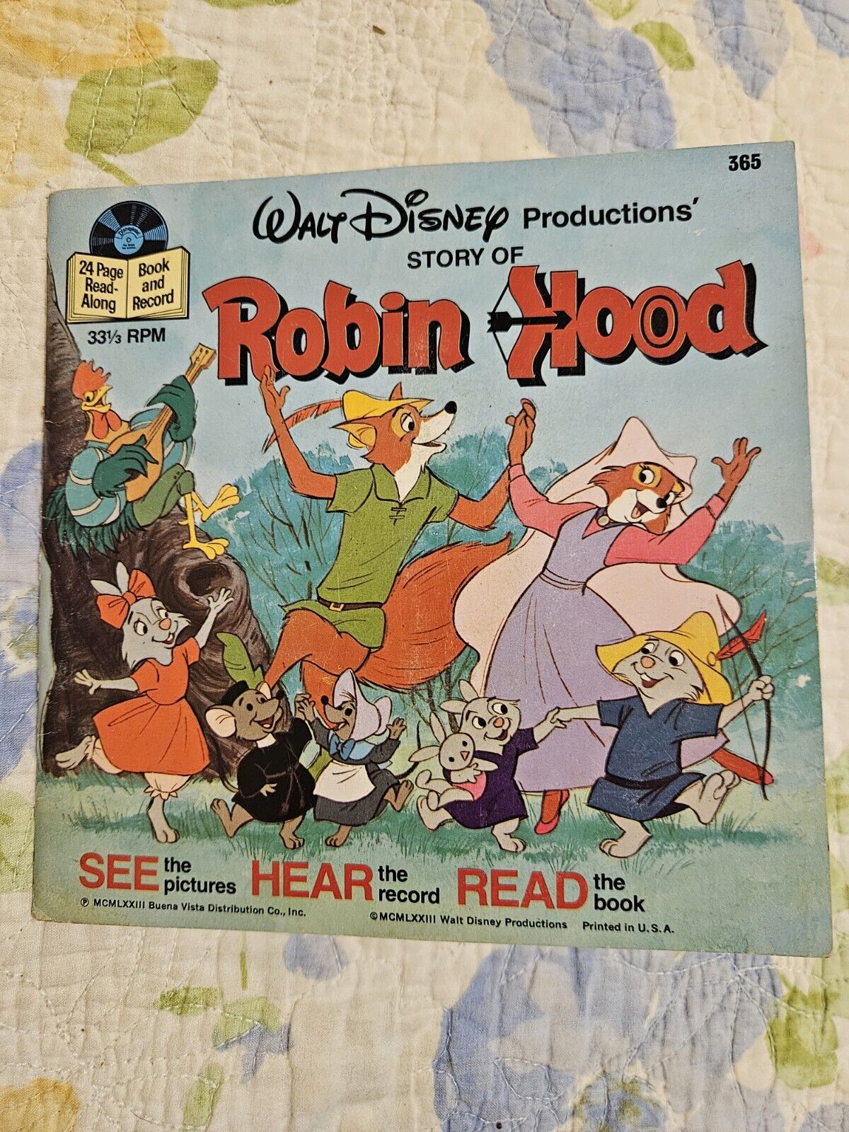 Walt Disney Book And Vinyl Record Robin Hood See Hear Read Vintage 1973