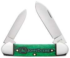 Case xx Knives Canoe 15783 John Deere Green-wash Bone Pocket Knife Stainless picture