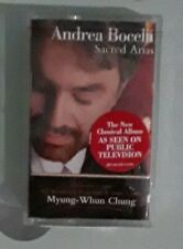 andrea bocelli  SACRED ARIAS  hype sticker   CASSETTE NEW   not cd picture