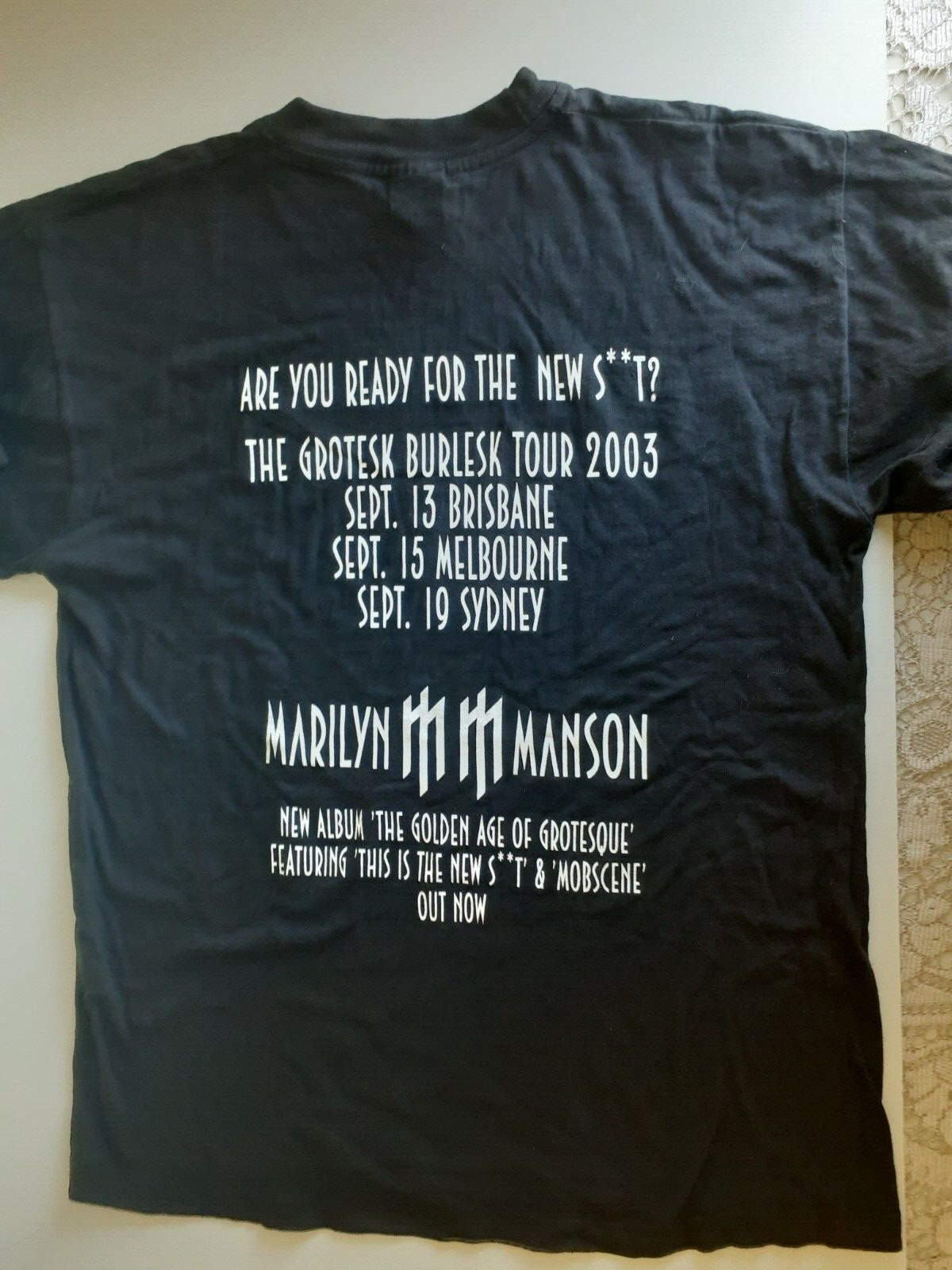 Marilyn Manson Vintage Australian Tour 2003 STREET TEAM T-Shirt, Grotesk Burlesk