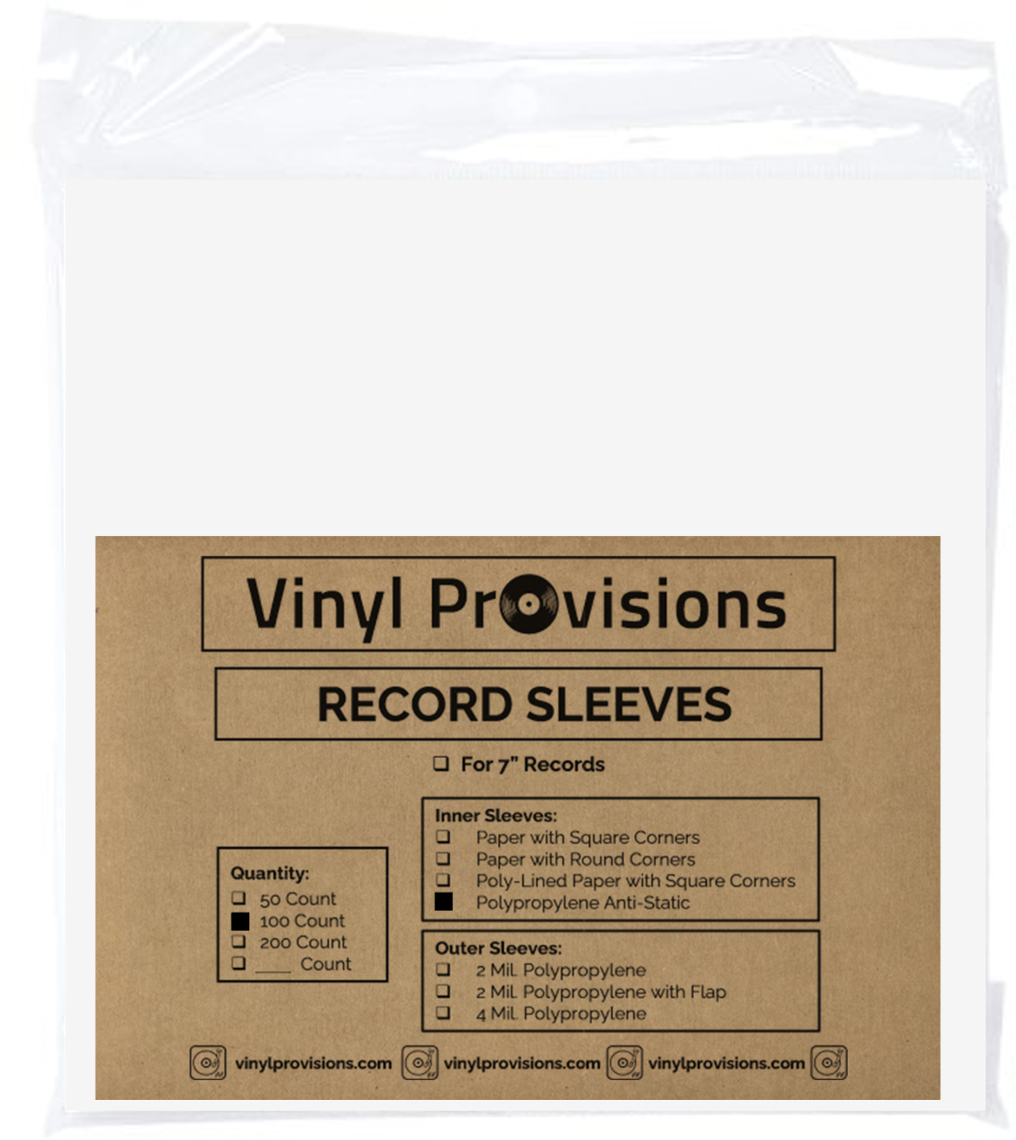 7-Inch Record Anti-Static Inner Sleeves Fits 45 RPM 100 Pack