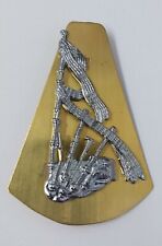 Genuine British Military Chrome Pipers Badge Bagpipes Insignia Complete - NEW picture