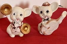 2 Vintage Mouse Mice Band Orchestra Figurines Cymbals & Guitar picture