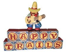 Happy Trails Wood Blocks Cowboy Guitar Figurine Midwest Cannon Falls 12 Piece picture