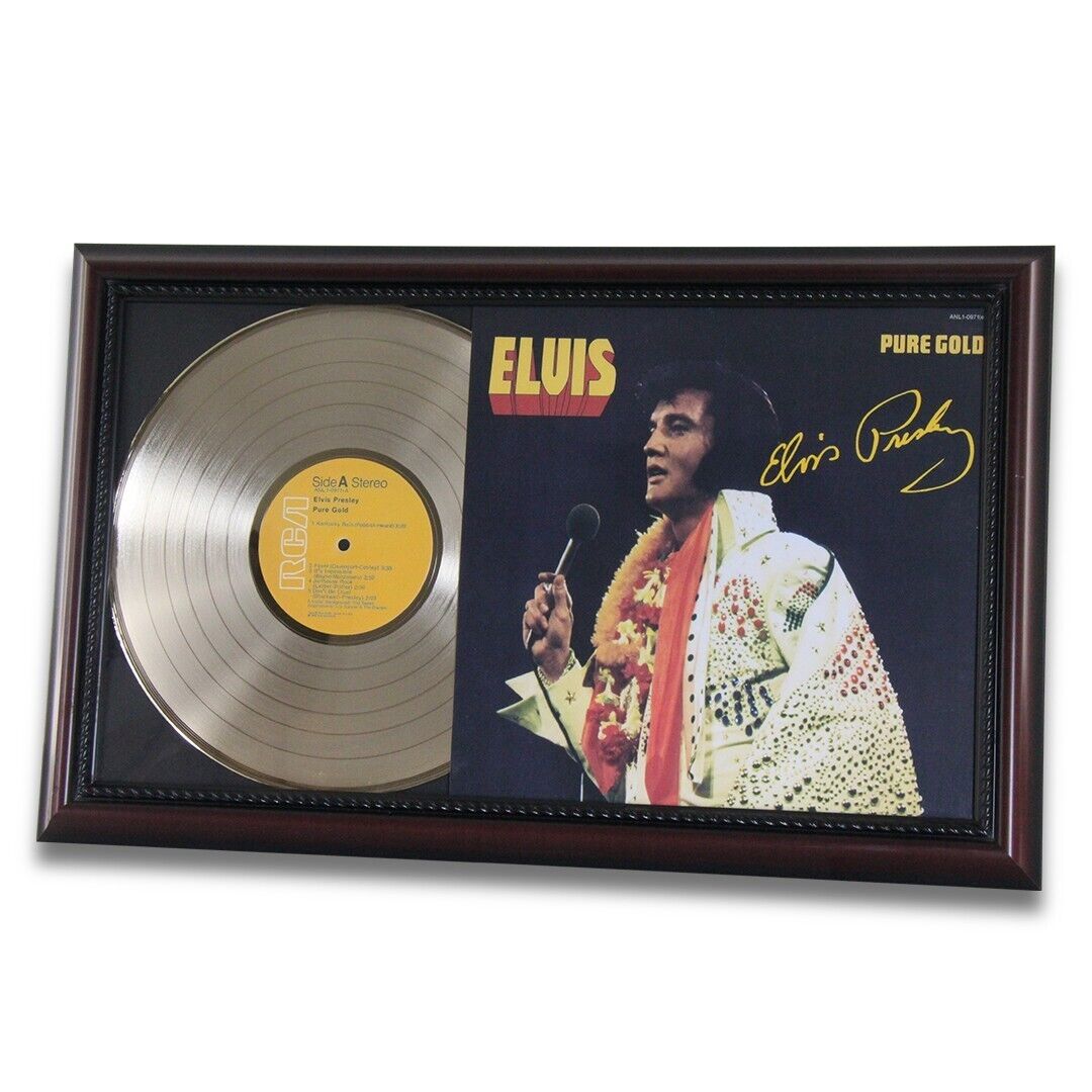 Elvis Presley 24k Pure Gold Record Cherrywood Frame COA on back