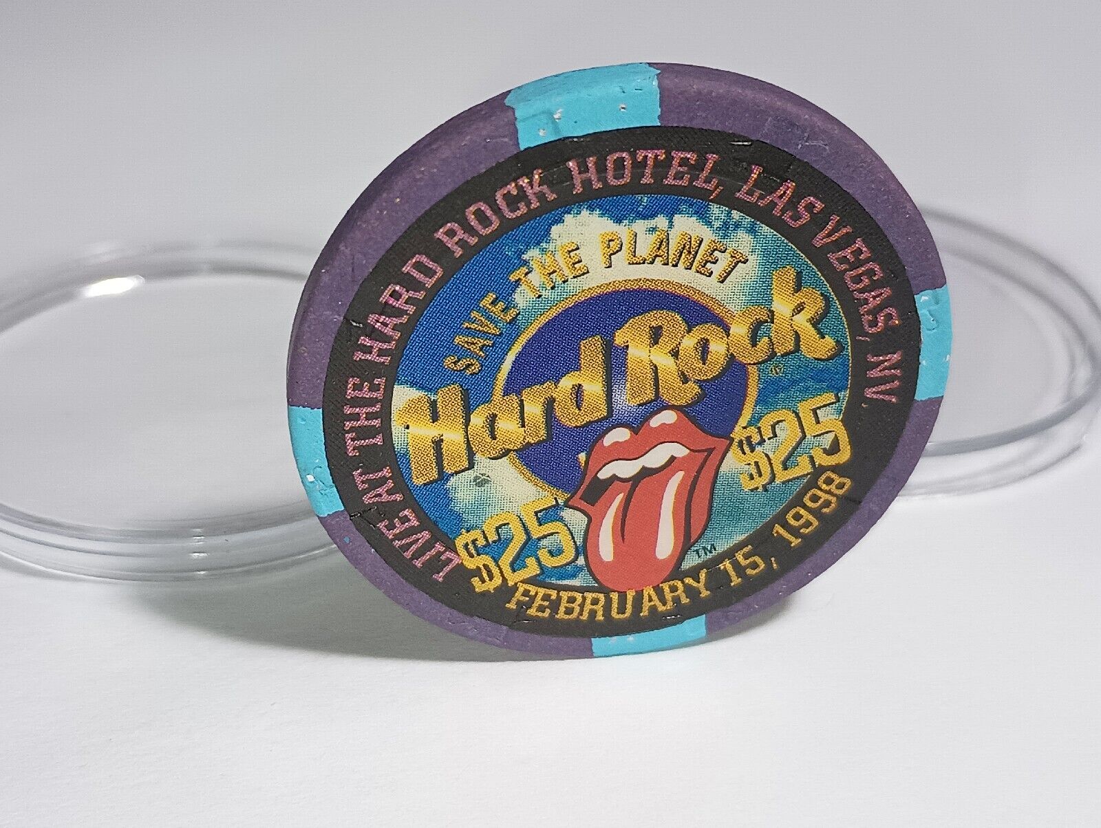 Vintage Rolling Stones $25 Poker Chip, Hard Rock Las Vegas 1998 Bridges Babylon