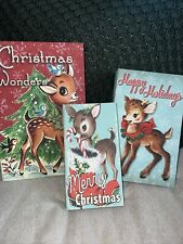 MR CHRISTMAS LARGE DECORATIVE Nesting BOOKS MUSIC BOX Set Of 3 VINTAGE  Reindeer picture