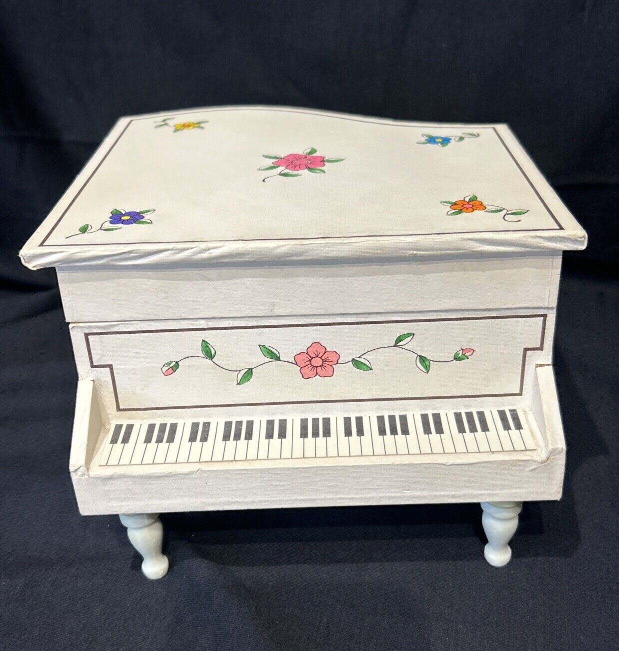 Vintage  Baby Grand Piano Painted Jewelry and Music Box Plays Love Story