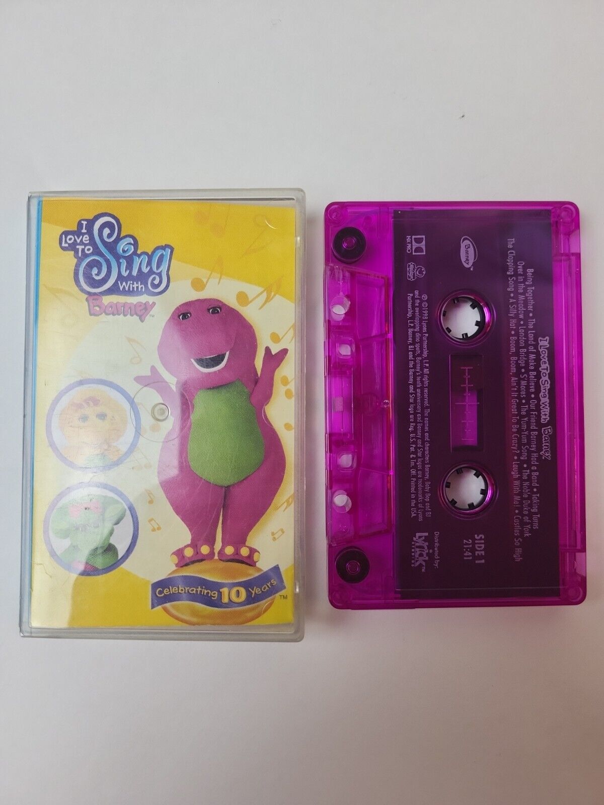 I Love To Sing With Barney Cassette Tape Vintage 1998 (Rare purple) 