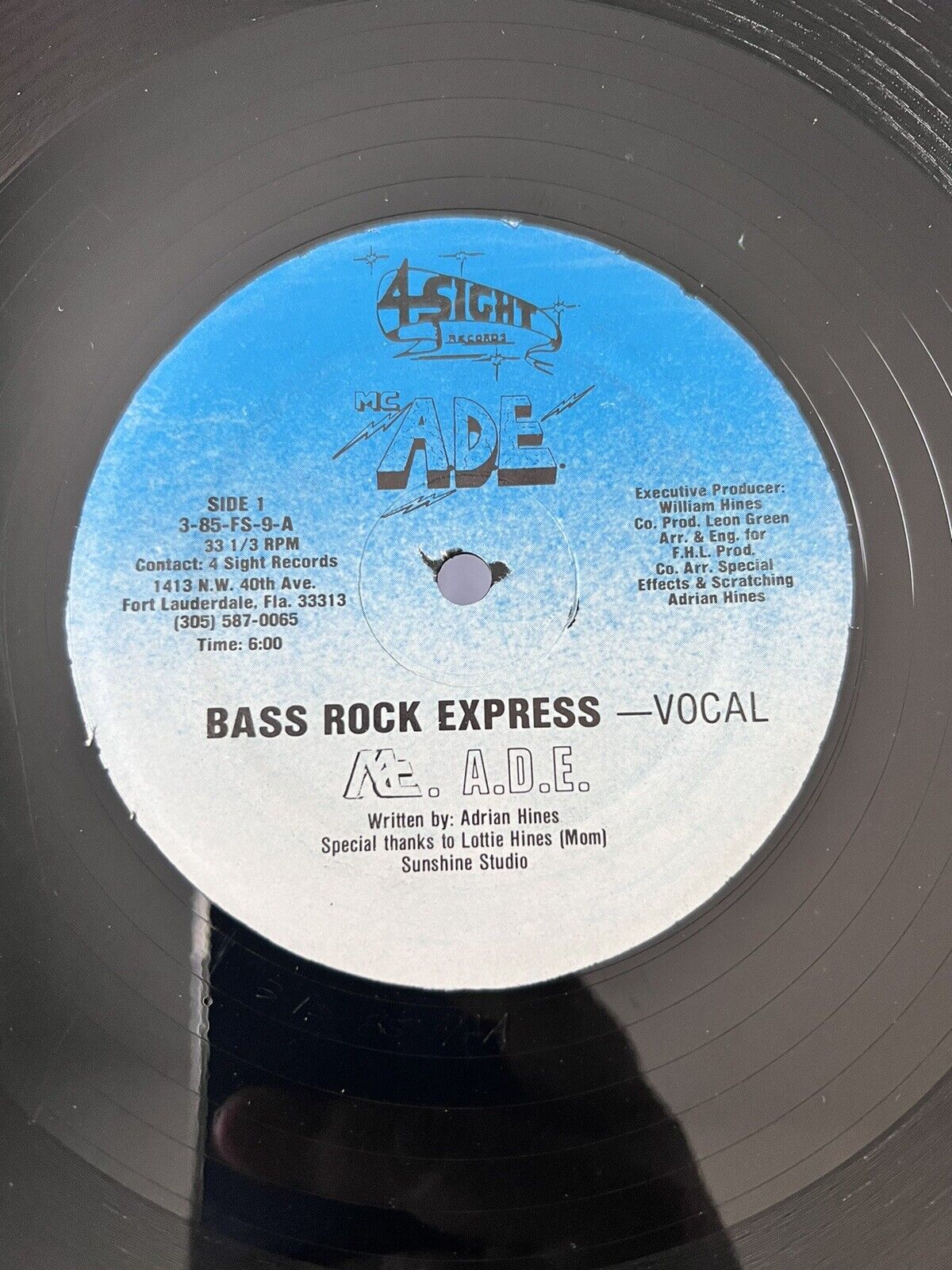 MC A.D.E. BASS ROCK EXPRESS / ELECTRO MIAMI BASS /BLUE LABEL RAREST PRESSING VG+