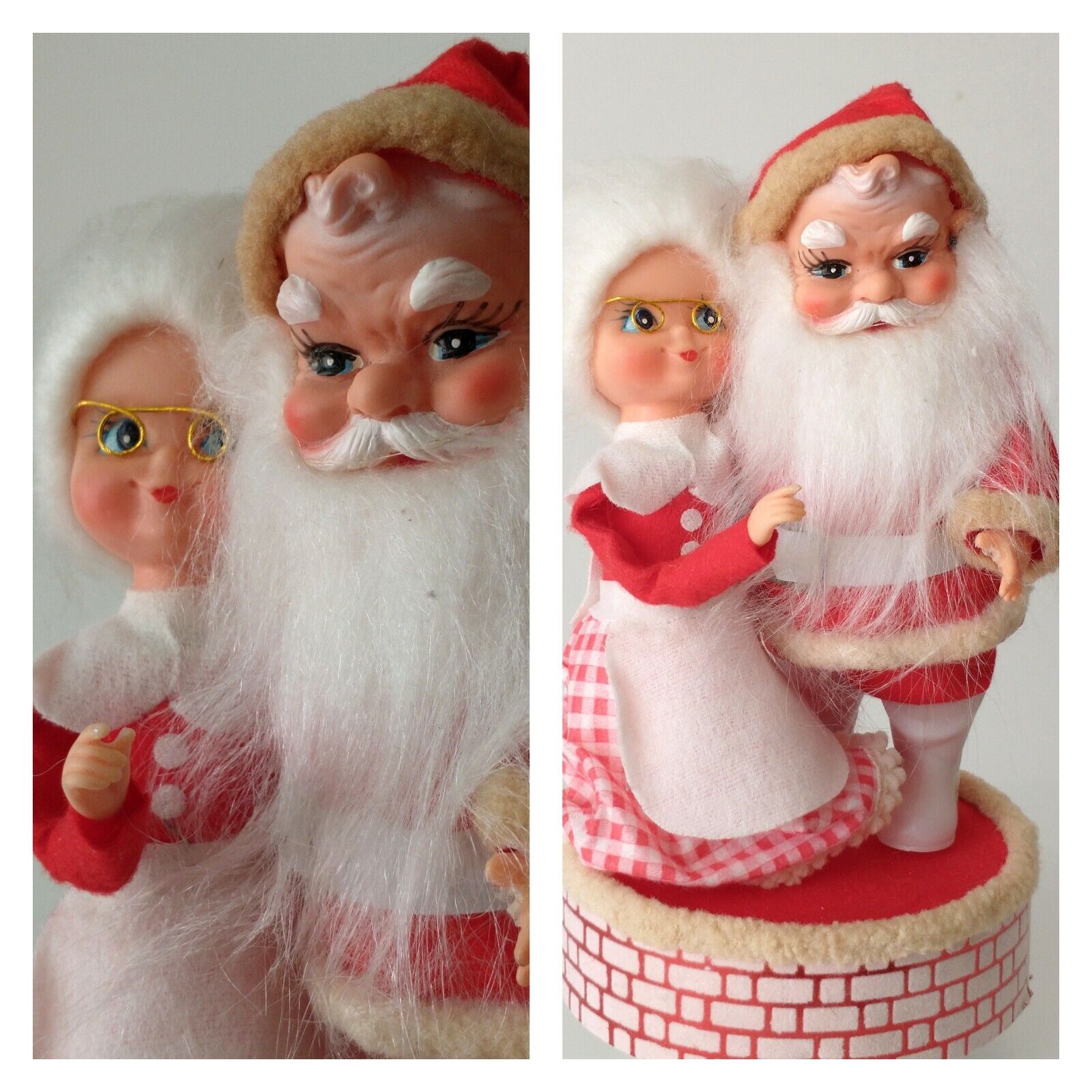 Vintage Mr & Mrs Claus Christmas Music Wind Up Spinning Kitsch Mid Cen Japan Art