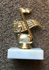 MUSIC-TROPHY-TREBLE CLEF-SHAPED-MARBLE BASE-EXAMS/AWARDS-COMPETITION-OWN PLATE picture