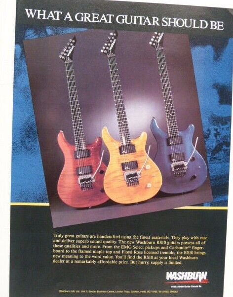 retro magazine advert 1987 WASHBURN GUITARS