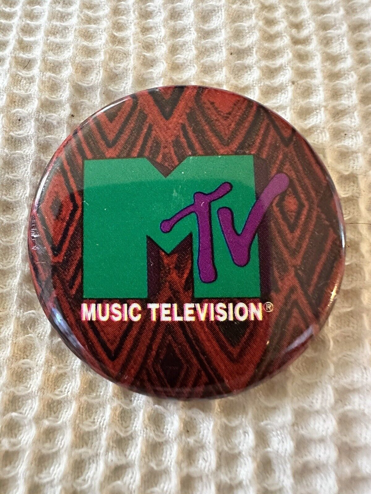 Vintage Original  MTV Logo Music Television Button Pin Pinback Rare