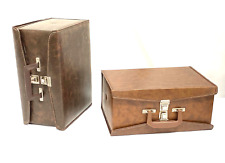 lot of 2 Cassette Tape Suitcase Vintage Brown Faux Leather 60 120 Tapes Case picture